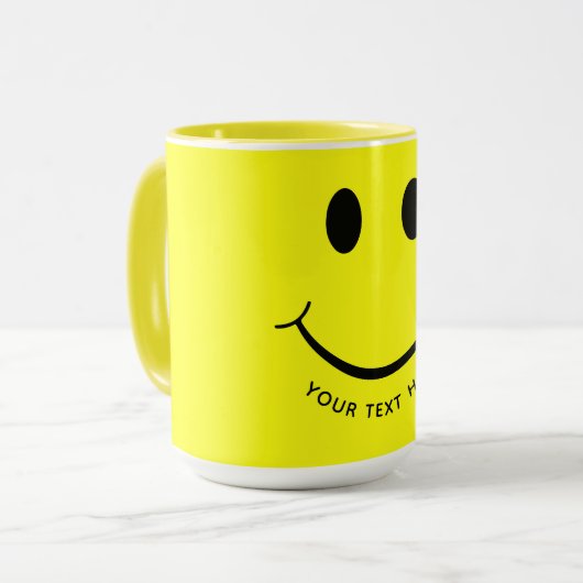 Mug Joli visage jaune Ajouter du texte| Bas (Devant gauche)