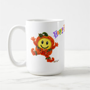 Mug Joli visage souriant d'Halloween en velours orange