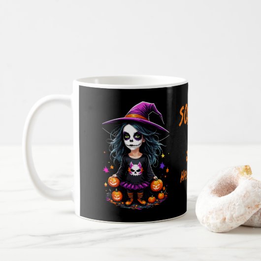 Mug Jolie Adorable Kawaii Halloween sorcière (Avec donut)