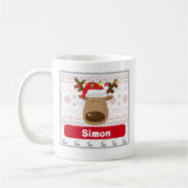 Mug Jolie Antlers Fêtes Lumières de Noël avec nom (Gauche)