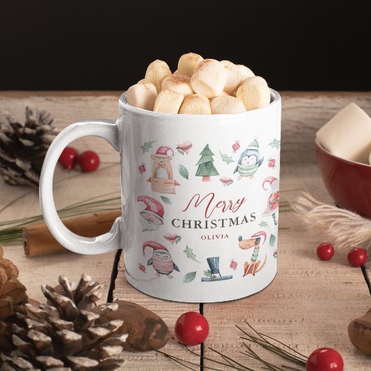 Mug Jolie aquarelle d'hiver Joyeux Noël