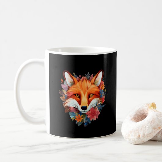 Mug Jolie aquarelle Fleur Fox (Avec donut)