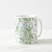 Mug Jolie aquarelle Fleurs blanches personnalisées (Devant droit)