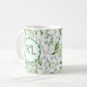 Mug Jolie aquarelle Fleurs blanches personnalisées (Devant gauche)