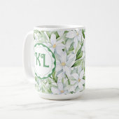 Mug Jolie aquarelle Fleurs blanches personnalisées (Devant gauche)