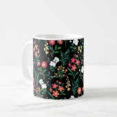 Mug Jolie aquarelle Floral Noir Botanique (Devant gauche)