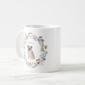 Mug Jolie aquarelle florale | Chien Carlin (Devant gauche)