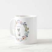 Mug Jolie aquarelle florale | Chien de Boston Terrier (Devant gauche)