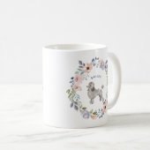 Mug Jolie aquarelle florale | Chien de caniche gris (Devant droit)