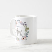 Mug Jolie aquarelle florale | Chien de caniche gris (Devant gauche)