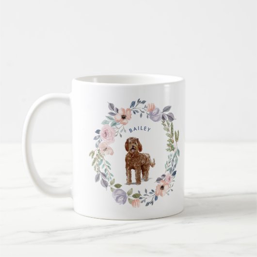 Mug Jolie aquarelle florale | Labradoodle Chien (Gauche)
