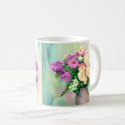Mug Jolie aquarelle Flowers dans Vase (Devant droit)