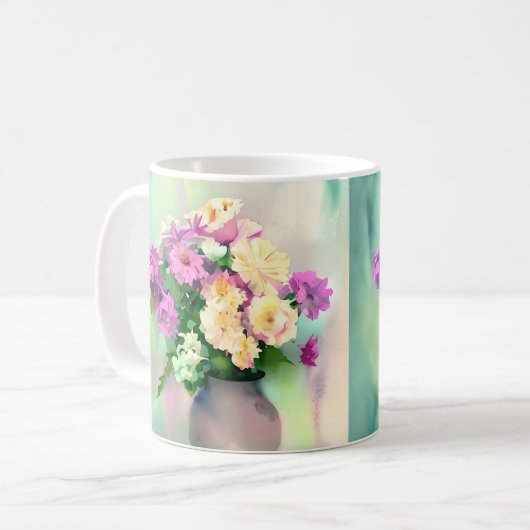 Mug Jolie aquarelle Flowers dans Vase (Devant gauche)