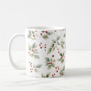 Mug Jolie aquarelle Rouge et Vert Botanique