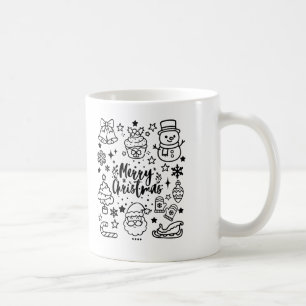 Mug Jolie Art de Doodle de Noël Merry