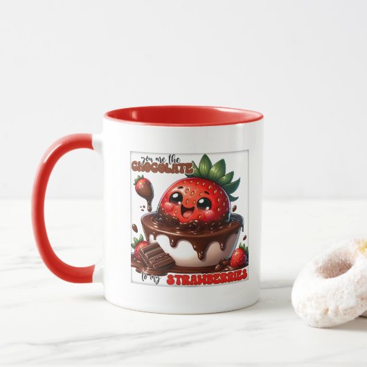 Mug Jolie art de mots de fraise au chocolat (Avec donut)