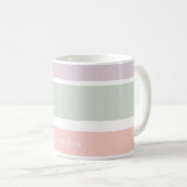 Mug Jolie bande de violet vert motif rose pâle (Devant droit)