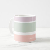 Mug Jolie bande de violet vert motif rose pâle (Devant gauche)