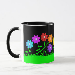 Mug Jolie bande dessinée art couleurs fleurs herbe
