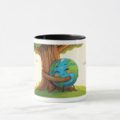 Mug Jolie bande dessinée sur terre serrant un arbre (Centre)