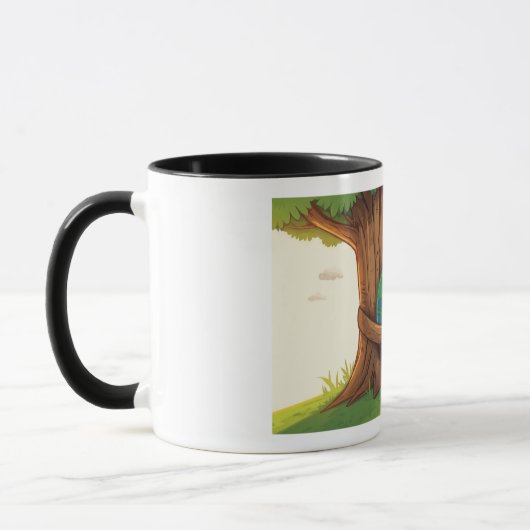 Mug Jolie bande dessinée sur terre serrant un arbre (Gauche)