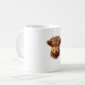Mug Jolie Bébé Vache Highland Avec Couronne De Fleurs  (Devant gauche)
