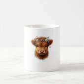 Mug Jolie Bébé Vache Highland Avec Couronne De Fleurs (Centre)