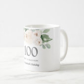 Mug Jolie Blanche Florale femmes 100e anniversaire Cad (Devant droit)