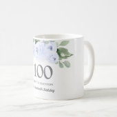 Mug Jolie Blue Floral Womans 100e anniversaire Cadeau (Devant droit)