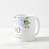 Mug Jolie Blue Floral Womans 90e anniversaire Cadeau (Devant droit)