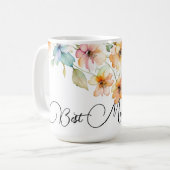 Mug Jolie Boho Orange rose Aquarelle Fleur sauvage mam (Devant gauche)