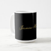 Mug Jolie calligraphie chic nom noir et or (Devant gauche)