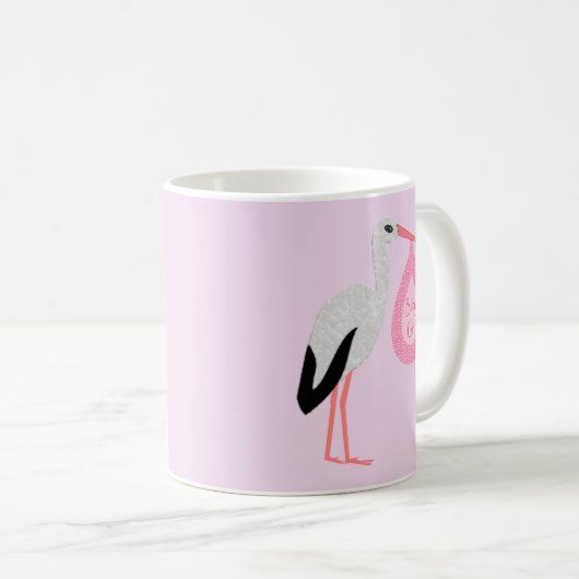 Mug Jolie chatte rose bébé fille Stork (Devant droit)