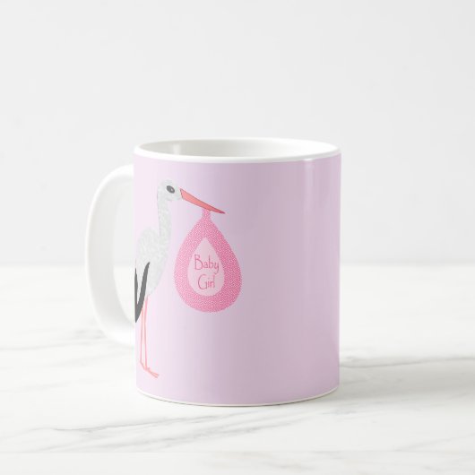 Mug Jolie chatte rose bébé fille Stork (Devant gauche)