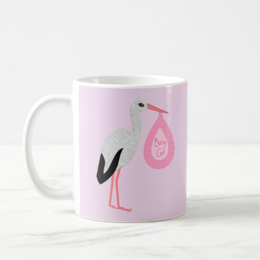 Mug Jolie chatte rose bébé fille Stork (Gauche)