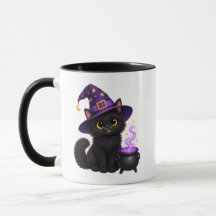 Jolie chatte sorcière noire Halloween