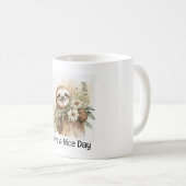 Mug Jolie cheminée souriante avec fleurs - Bonne journ (Devant droit)