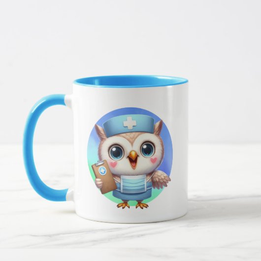 Mug Jolie chouette infirmière ajouter du monogramme (Gauche)