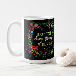 Mug Jolie citation de retour floral Inspirivité noire