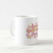 Mug Jolie conception de citation florale d'amour de so (Devant gauche)