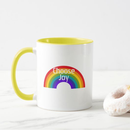 Mug Jolie couleur Choisir Joie Inspirational Rainbow (Avec donut)