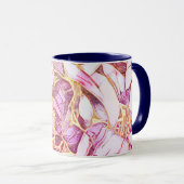 Mug Jolie Couleurs Rose Et Faux Or Floral (Devant droit)