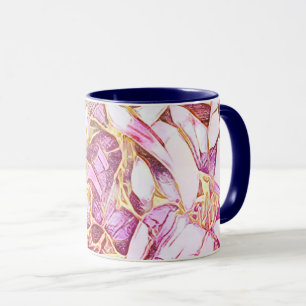 Mug Jolie Couleurs Rose Et Faux Or Floral