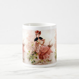 Mug Jolie Dame Vintage En Robe Rose