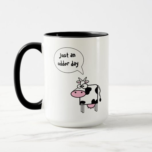 Mug Jolie Drôle Cartoon Vache Udder Day (Gauche)
