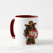 Mug Jolie en pull floral rouge (Devant gauche)