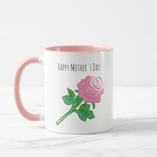Mug Jolie et belle rose rose (Gauche)