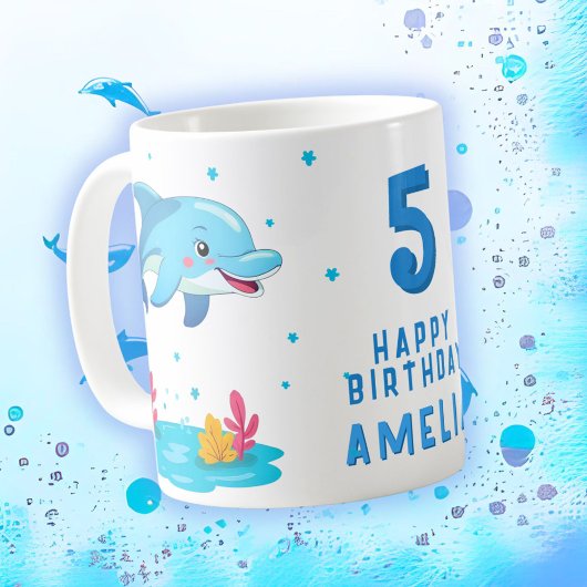 Mug Jolie fête des Anniversaires de enfants dauphins d