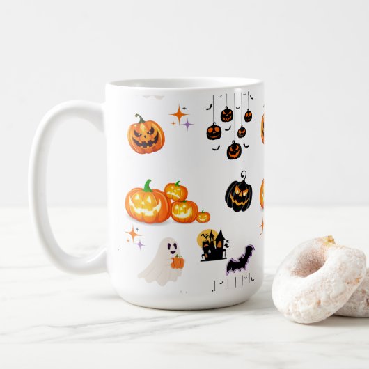 Mug Jolie fête d'Halloween sorcière Citrouille (Avec donut)