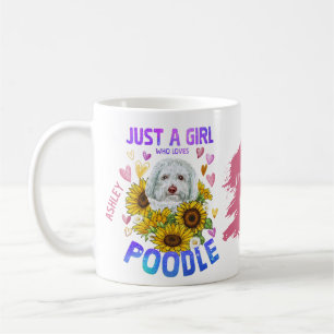 Mug Jolie Fille Aime Poodle Tournesol